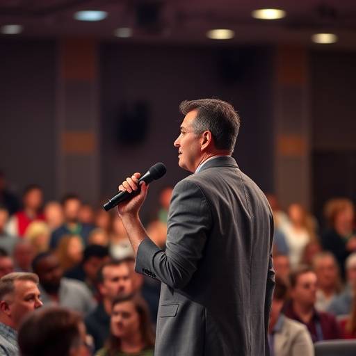 Immagine di un oratore che parla in pubblico con sicurezza